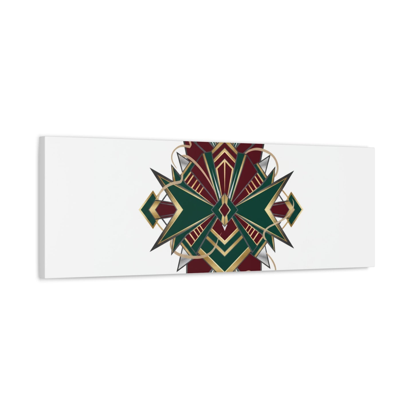Art Deco geometric brass print Canvas | Neo-Deco chrome & gold fan motif