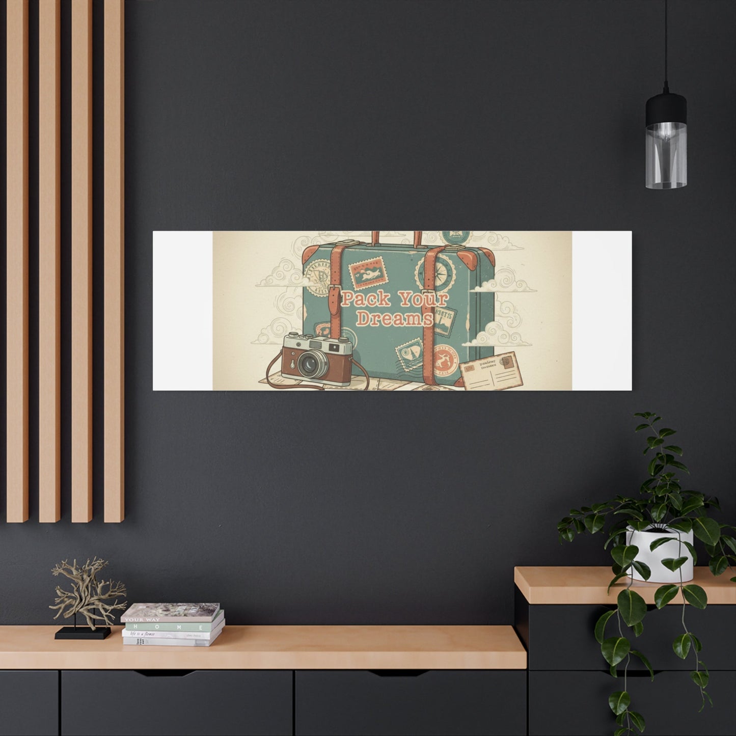 Pack Your Dreams Canvas | Retro Travel Postcard, Wanderlust Passport Stamp Art