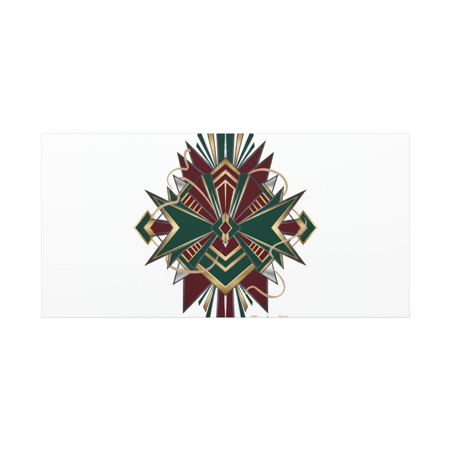 Art Deco geometric brass print Canvas | Neo-Deco chrome & gold fan motif