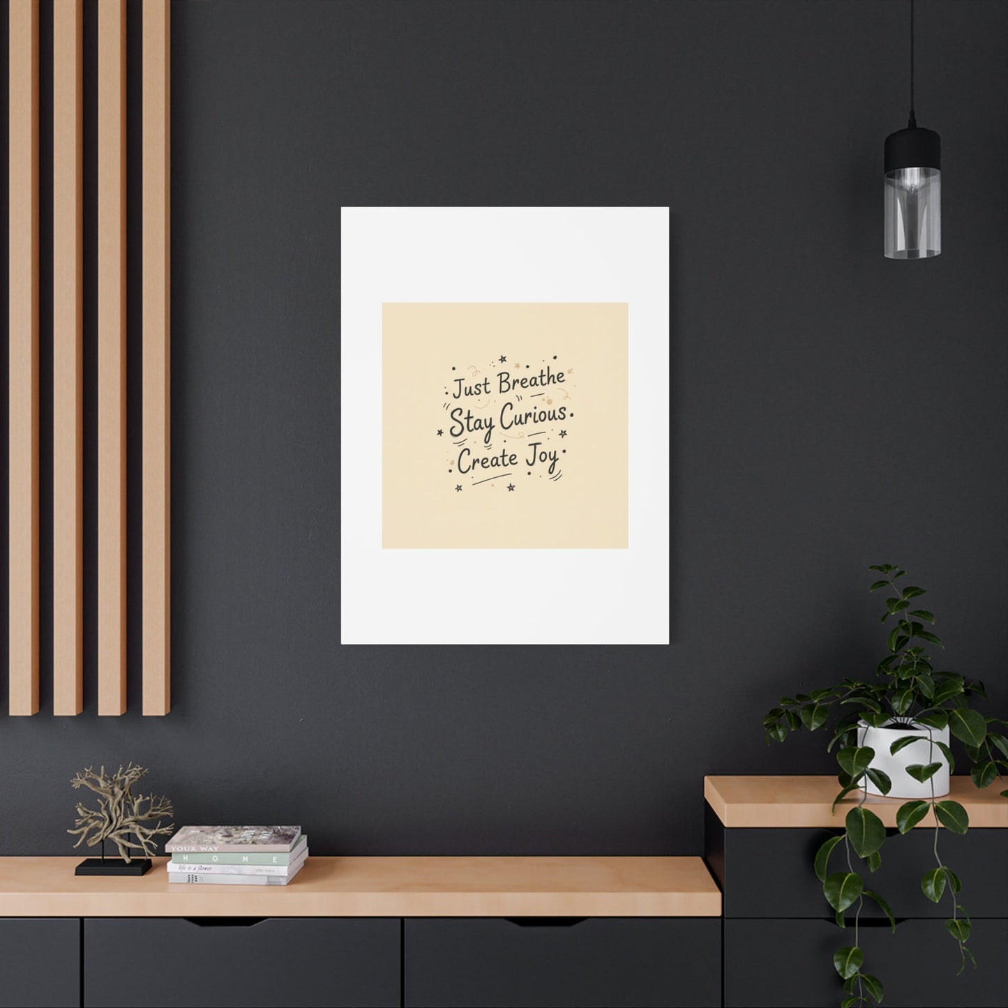 Just Breathe Stay Curious Create Joy Canvas | Messy Handwritten Typography, Doodle Text Art
