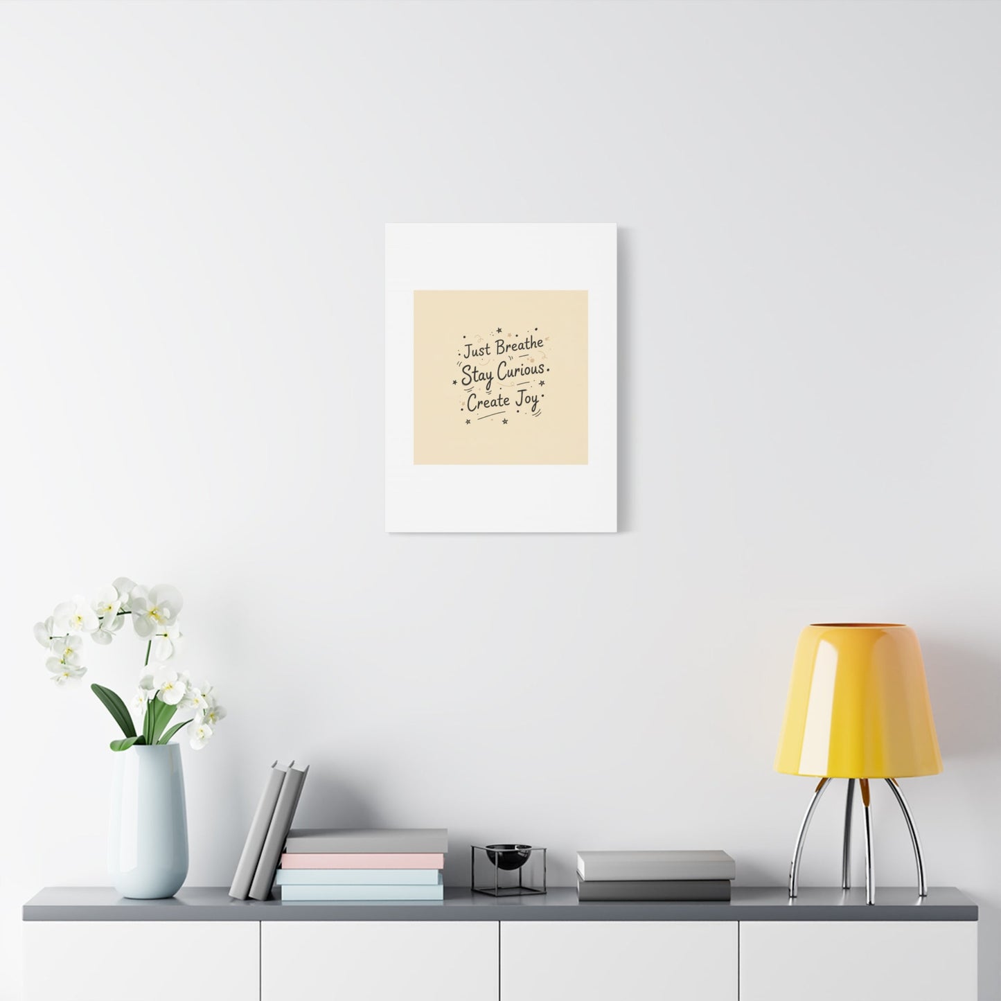 Just Breathe Stay Curious Create Joy Canvas | Messy Handwritten Typography, Doodle Text Art