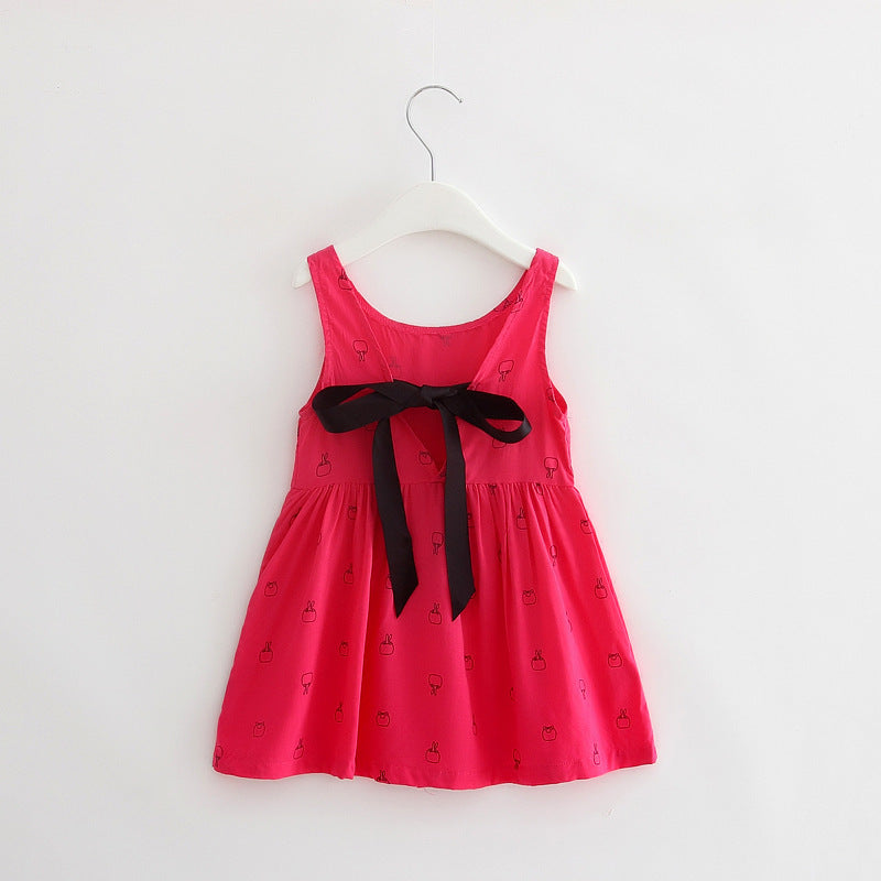 Girls Cotton Sleeveless Cartoon Animal Vest Dress