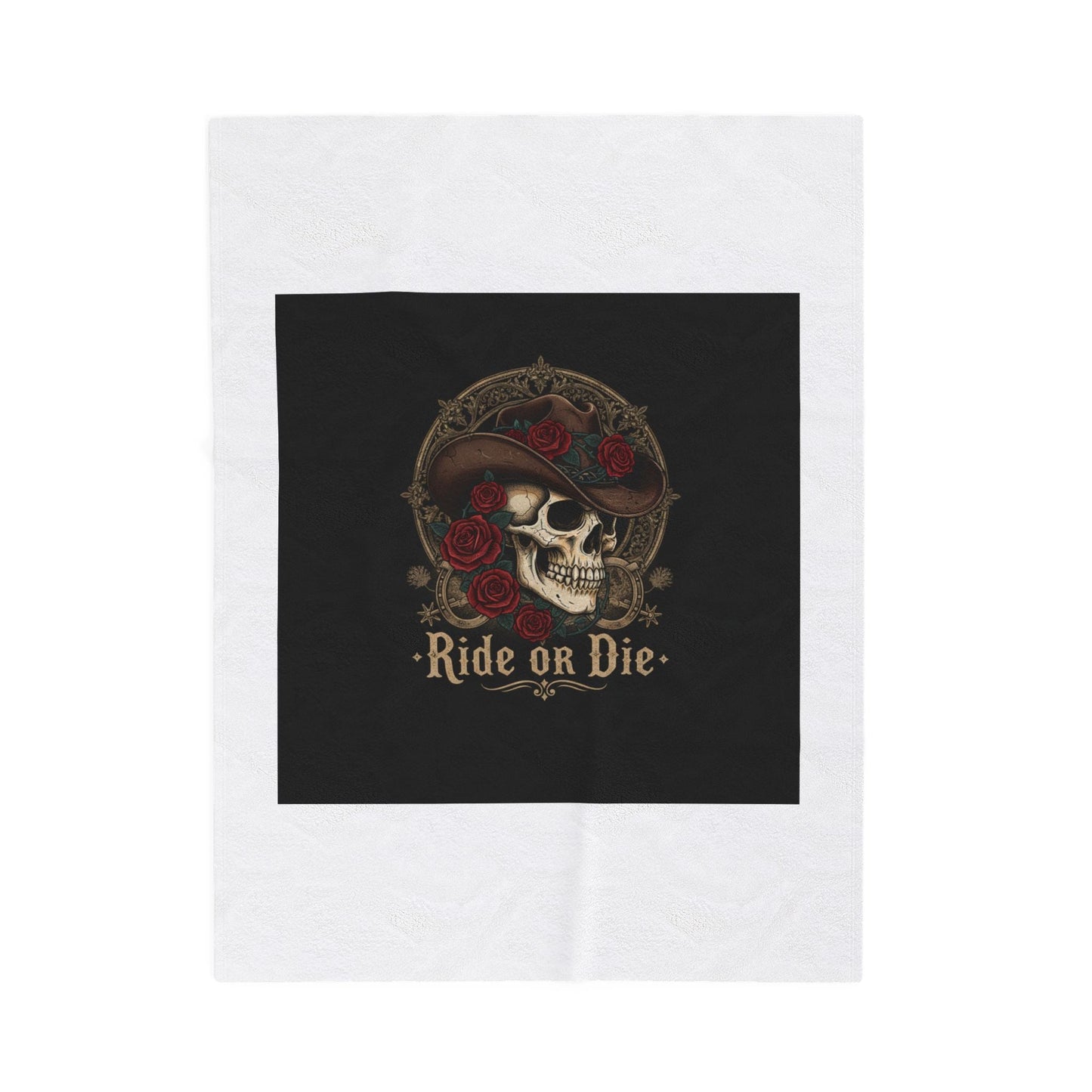 Ride or Die Skull Blanket | Western-Gothic, cowboy skull art, gothic Americana