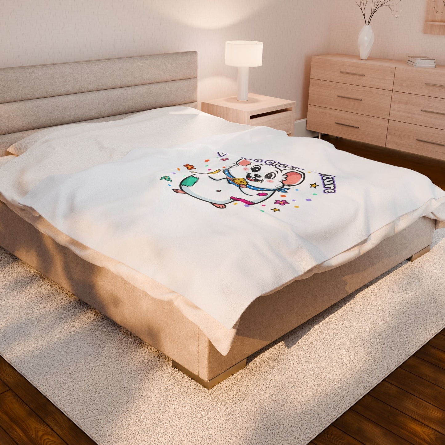 Life's a Cheese Adventure Velveteen Blanket | Rodent-Core, Cute Rat Art