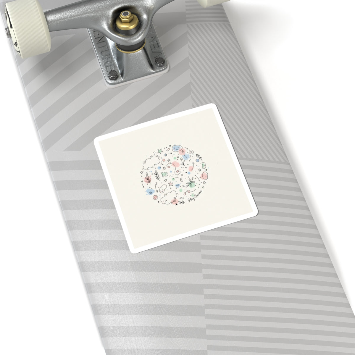 Hand-Drawn Doodle Circle Sticker | Minimal Line Sketch, Pastel Accents