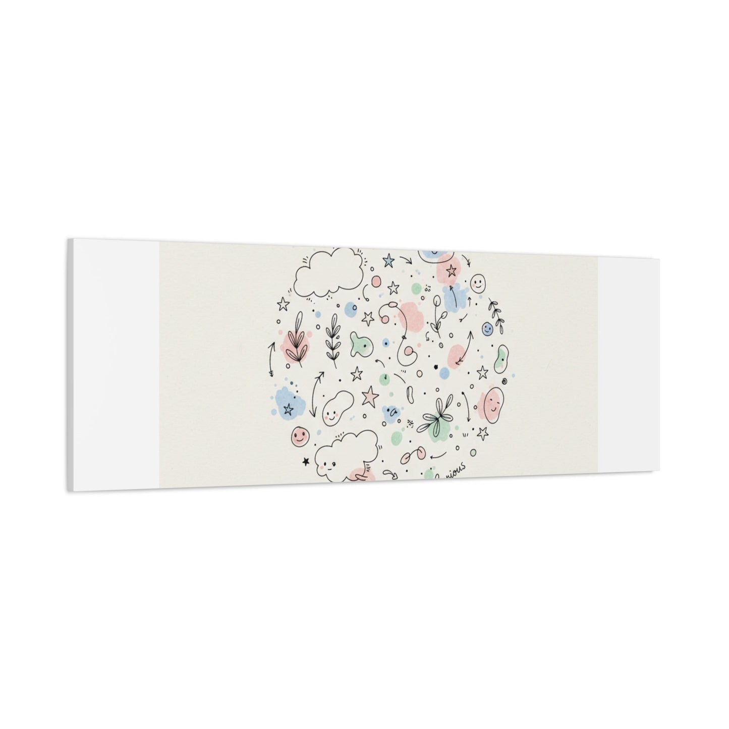 Doodle Circle Line Drawing Matte Canvas, Hand-Drawn Sketch Art
