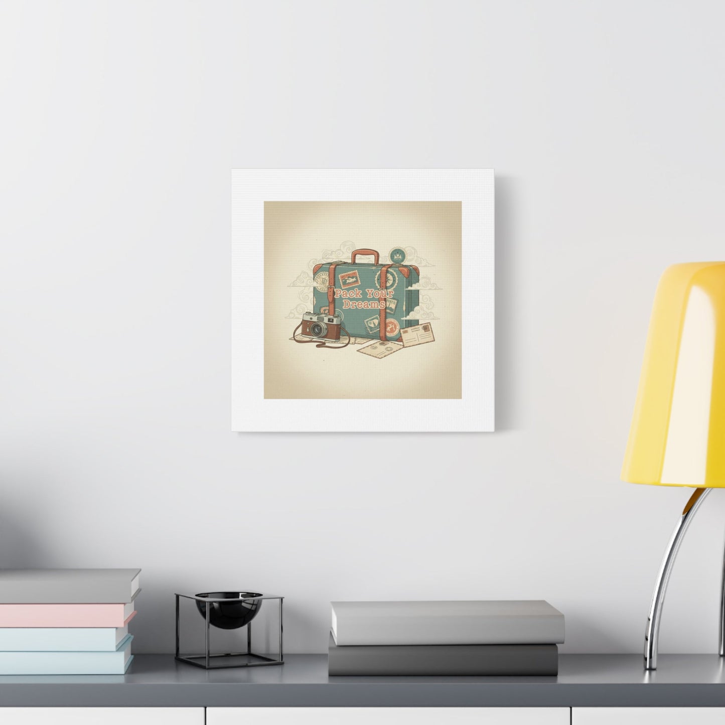 Pack Your Dreams Canvas | Retro Travel Postcard, Wanderlust Passport Stamp Art