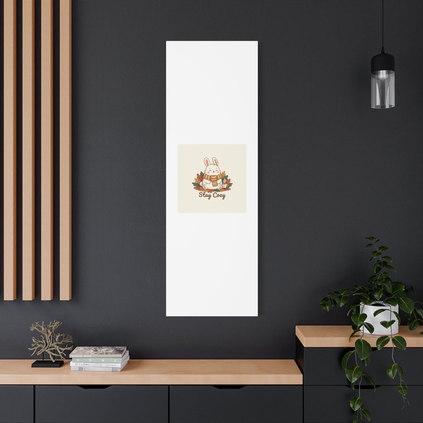 Cozy Bunny Illustration Canvas | Cute Critter Winter Forest Art