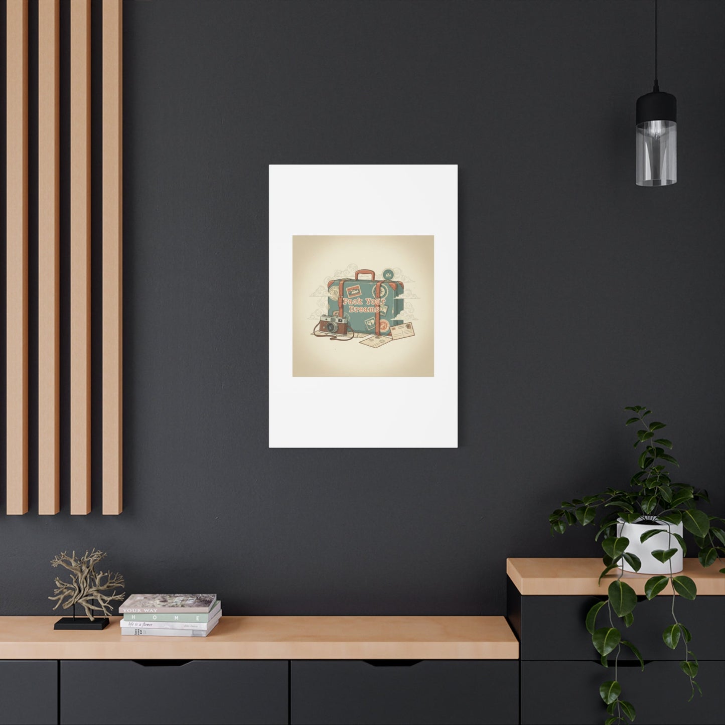Pack Your Dreams Canvas | Retro Travel Postcard, Wanderlust Passport Stamp Art