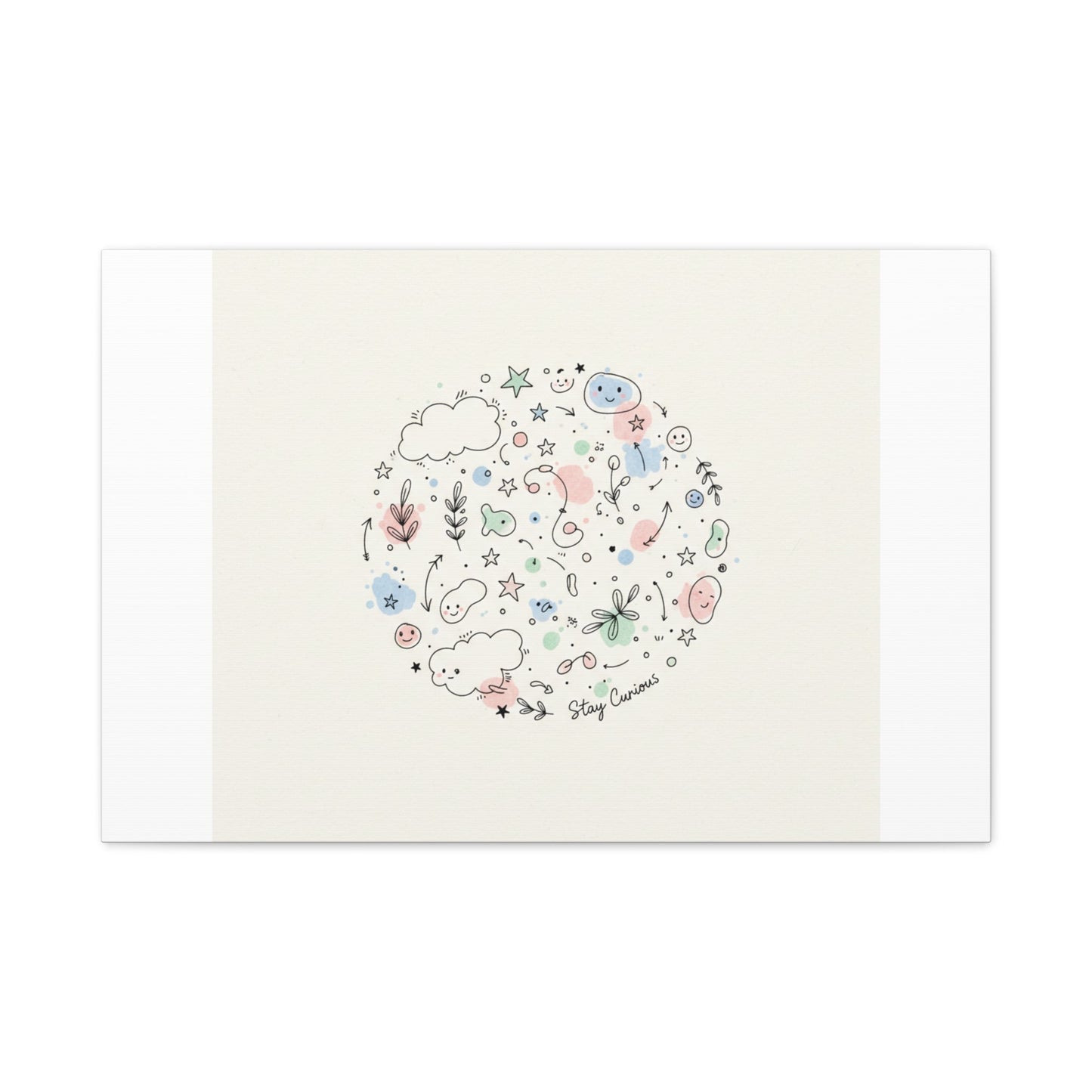 Doodle Circle Line Drawing Matte Canvas, Hand-Drawn Sketch Art