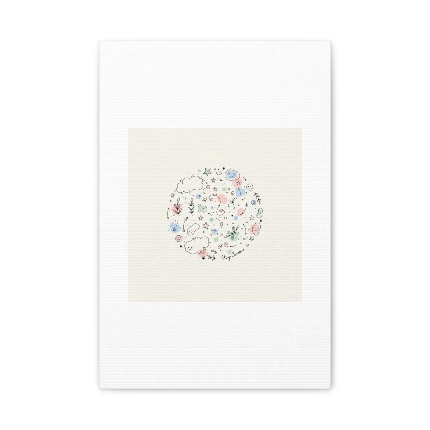 Doodle Circle Line Drawing Matte Canvas, Hand-Drawn Sketch Art