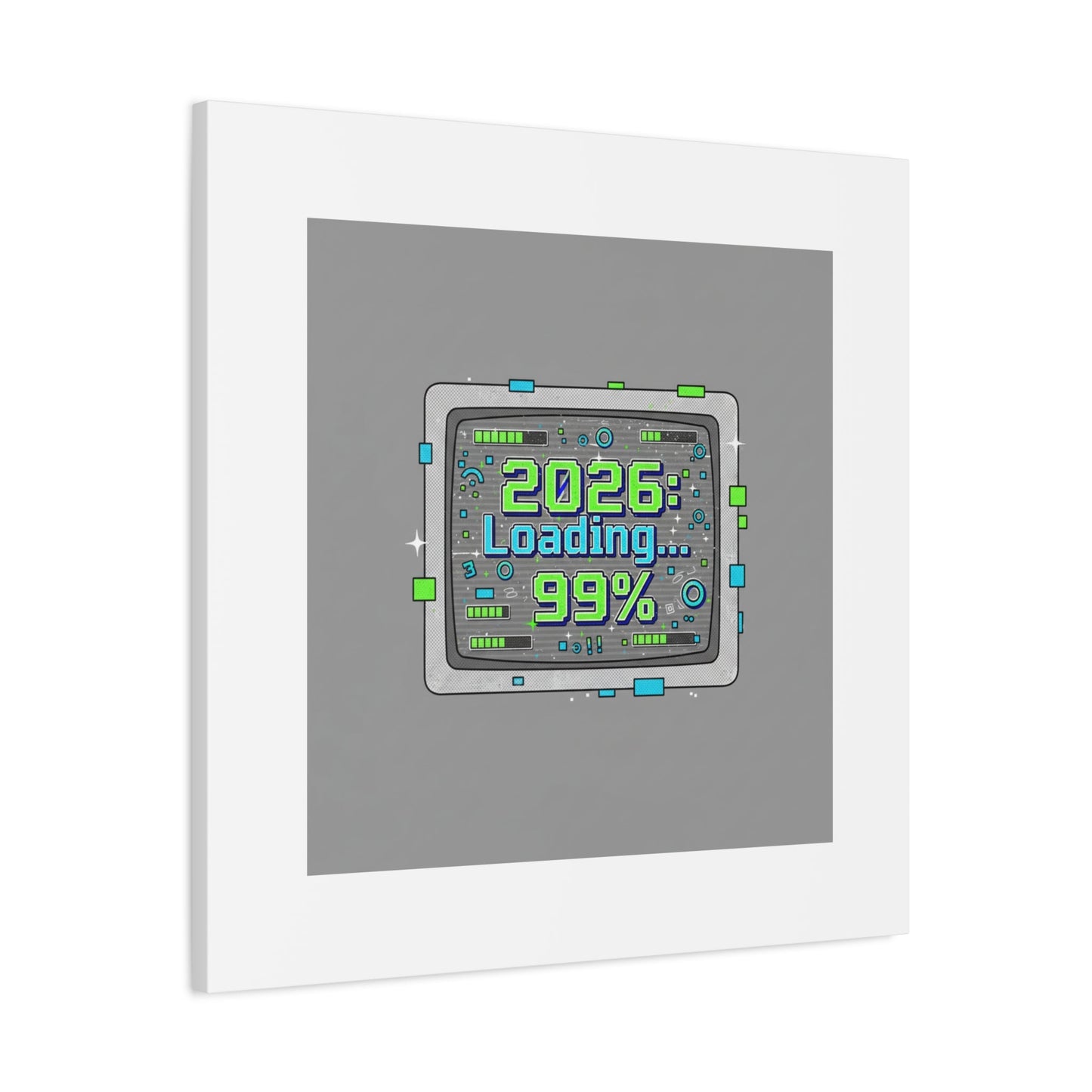 2026 Loading 99% Canvas | NYE countdown, retro system interface
