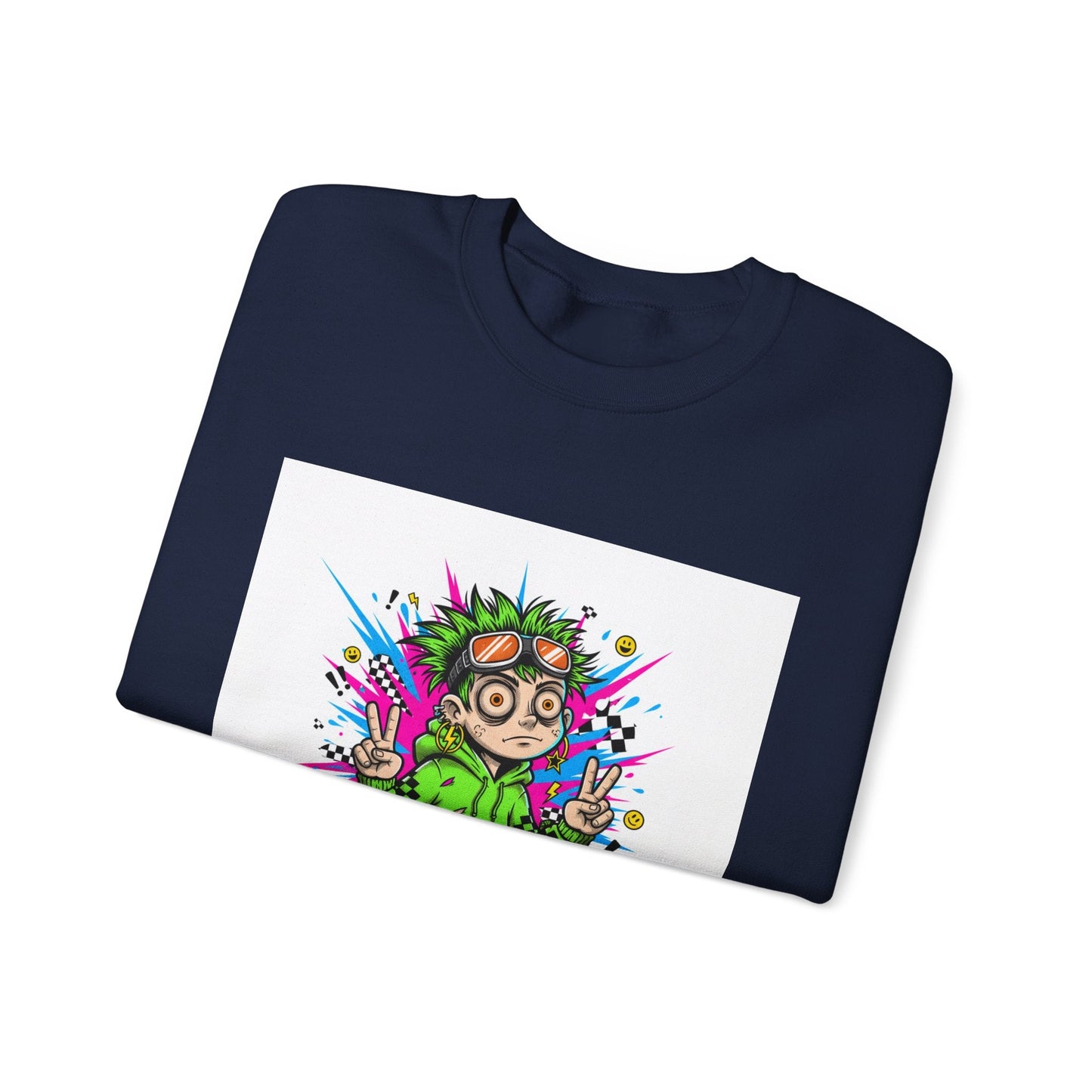 Crash Out With a Smile Sweatshirt | neon graffiti, meltdown streetwear