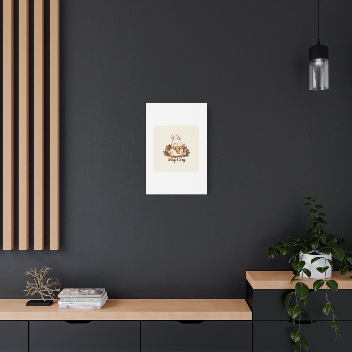 Cozy Bunny Illustration Canvas | Cute Critter Winter Forest Art
