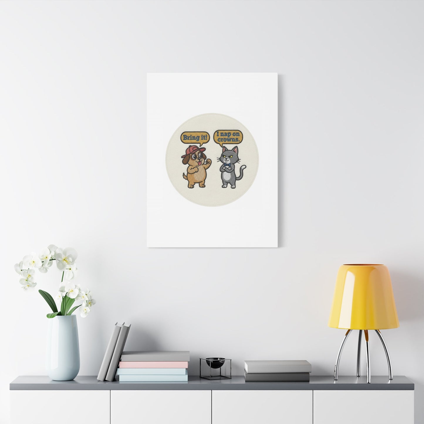 Funny Cat vs Dog Canvas | Pet Rivalry Wall Art