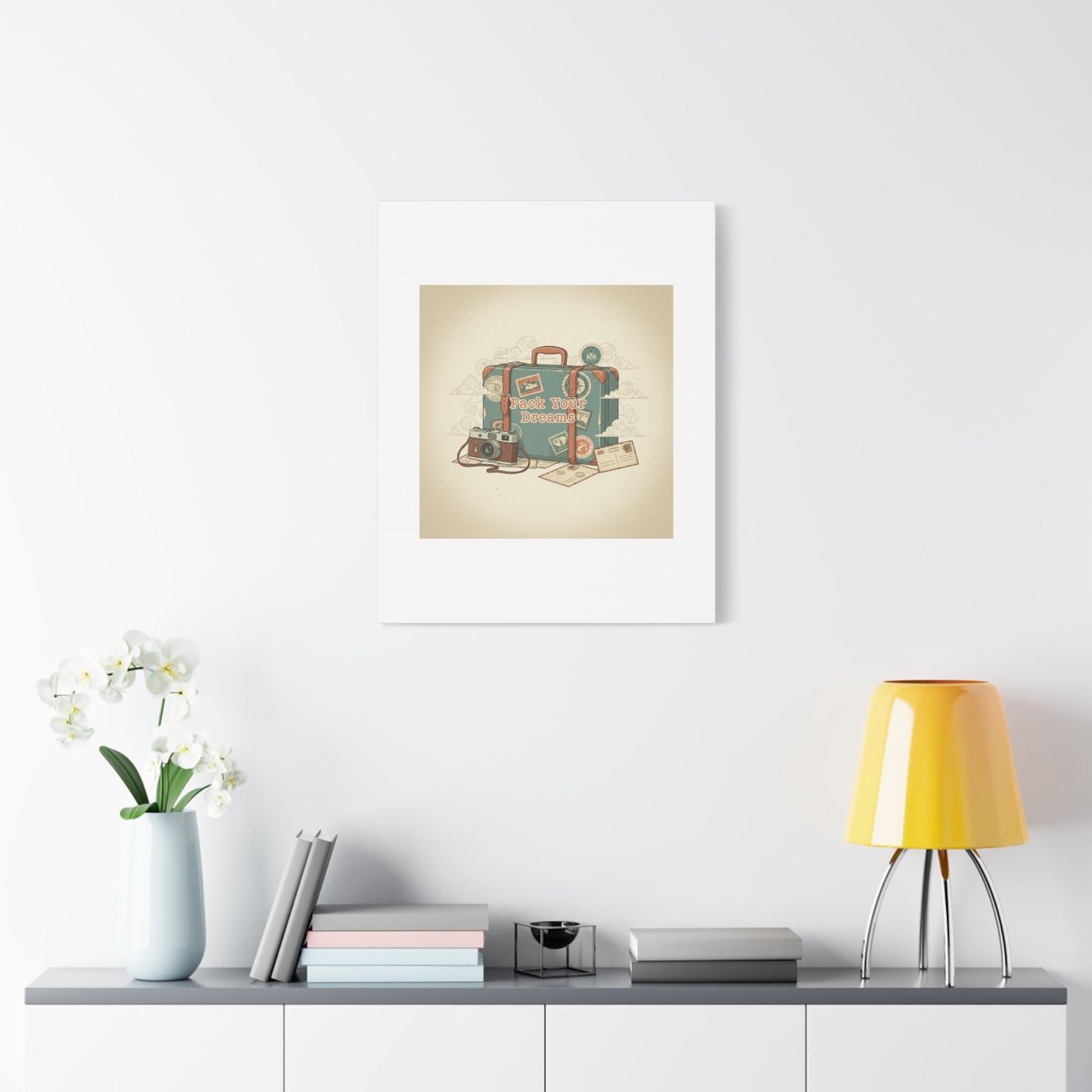 Pack Your Dreams Canvas | Retro Travel Postcard, Wanderlust Passport Stamp Art