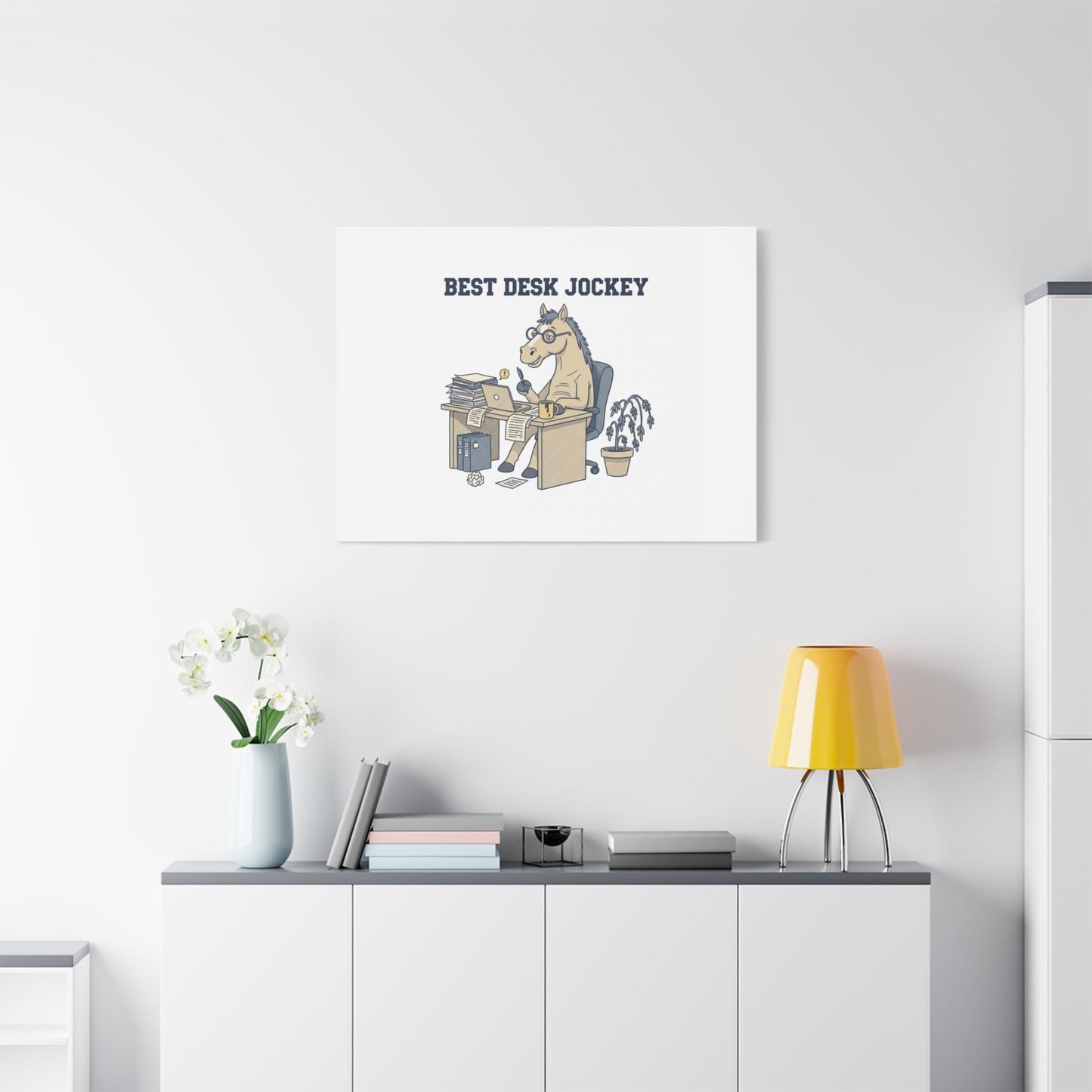 Best Desk Jockey Canvas, Workhorse Office Art | Corporate Burnout Parody