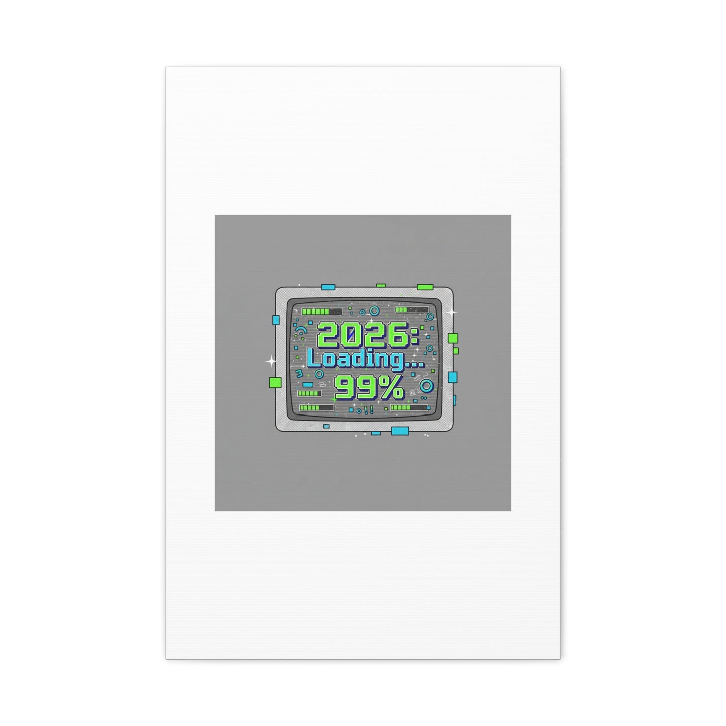2026 Loading 99% Canvas | NYE countdown, retro system interface
