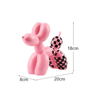 Plaid Balloon Dog-Pink Black Plaid