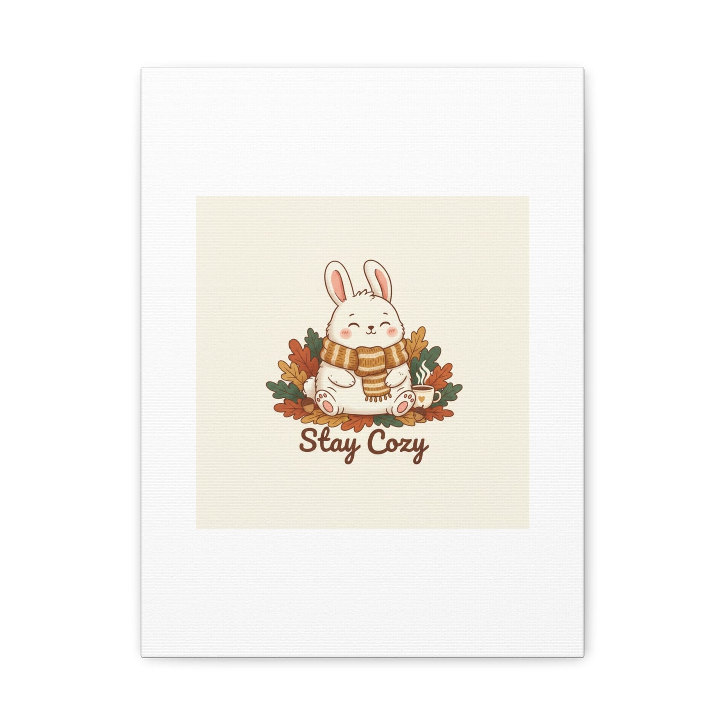 Cozy Bunny Illustration Canvas | Cute Critter Winter Forest Art