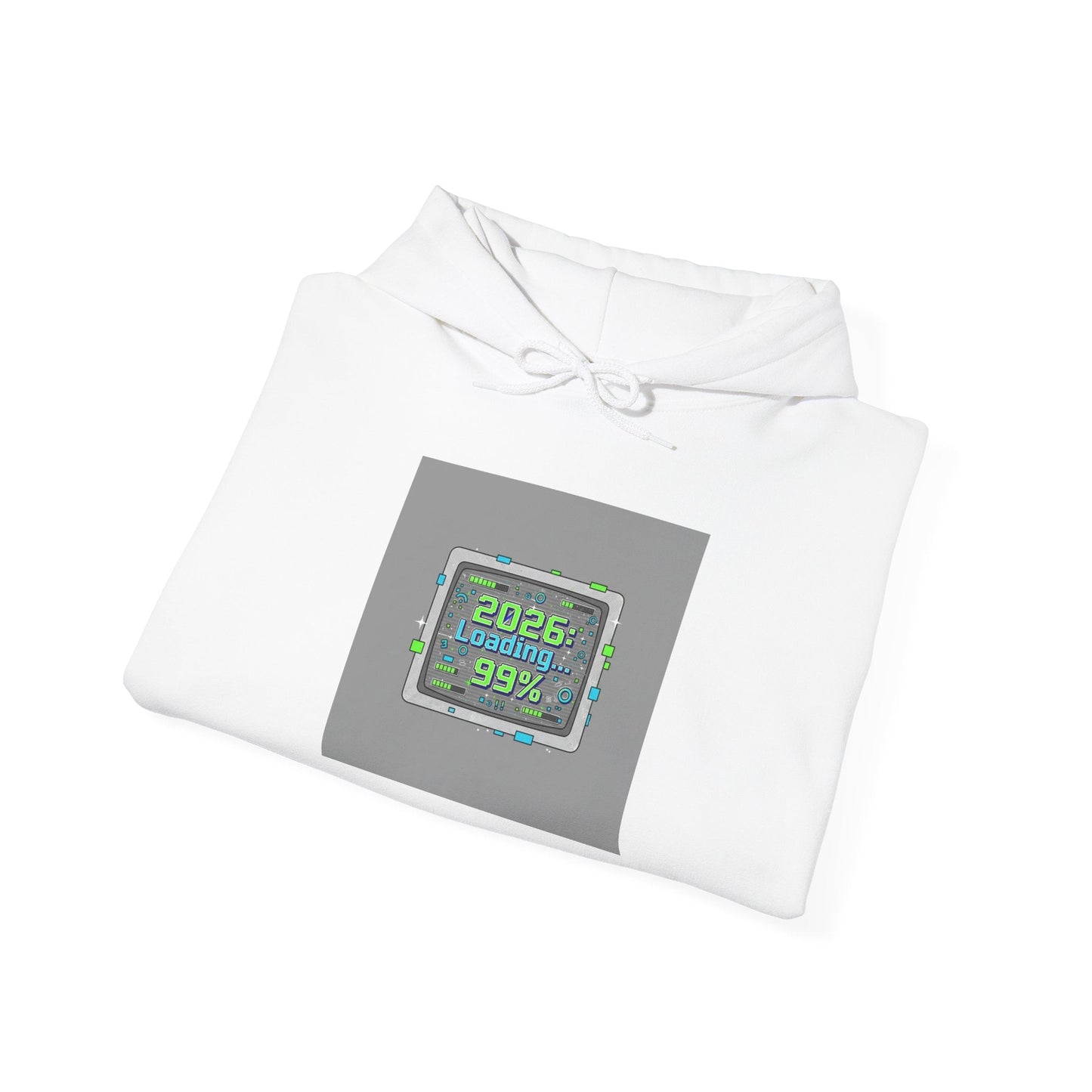 2026 Loading 99% Hoodie | NYE countdown graphic, retro system UI
