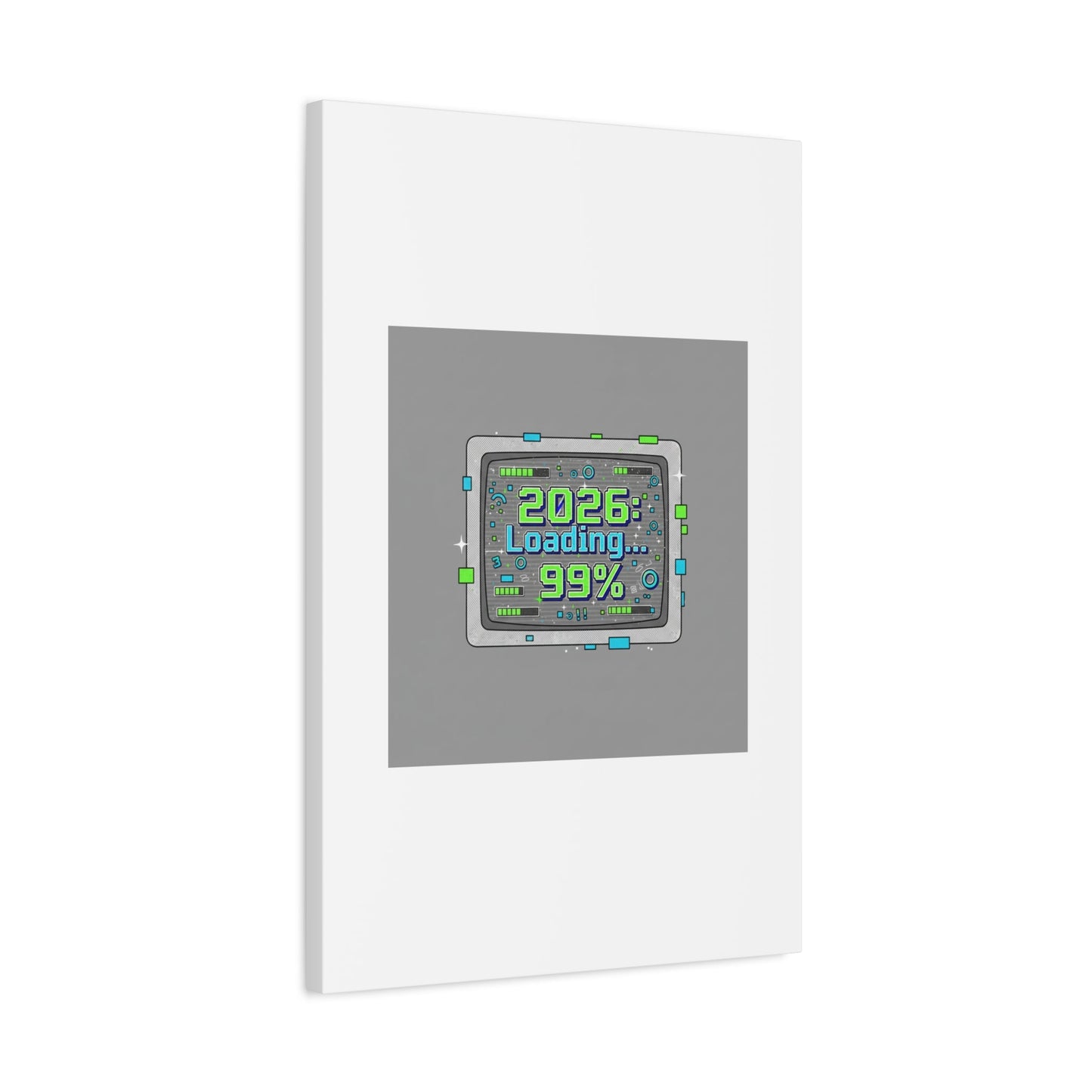 2026 Loading 99% Canvas | NYE countdown, retro system interface