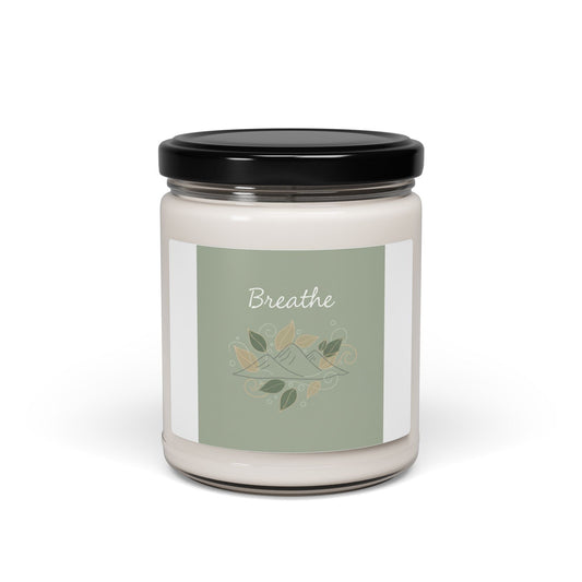 Breathe Mountain Leaf Candle, Soy Candle, Nature Symbols, Calm Décor