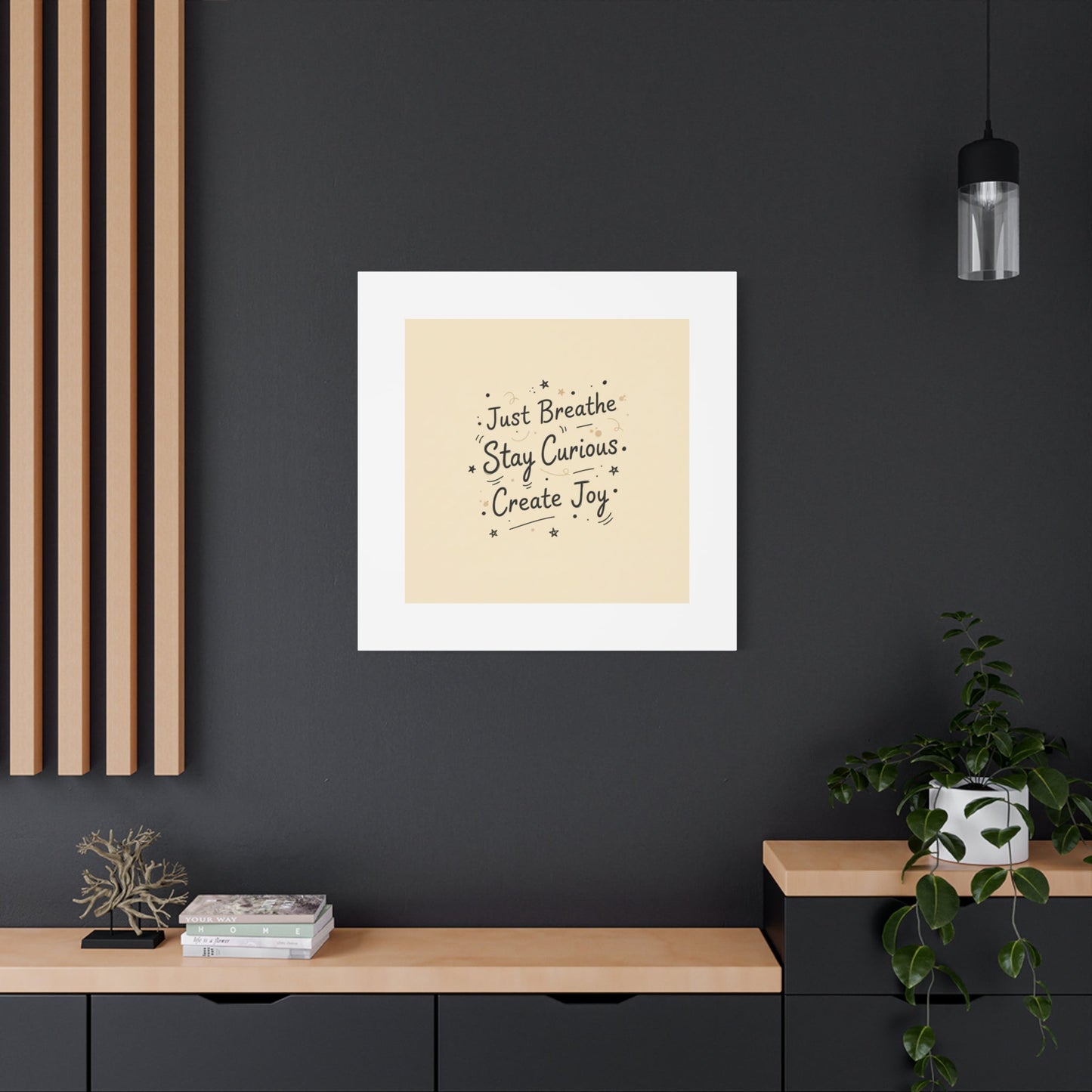 Just Breathe Stay Curious Create Joy Canvas | Messy Handwritten Typography, Doodle Text Art