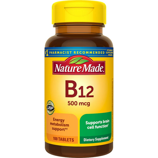 Nature Made® Vitamin B12 500 mcg – Energy Metabolism Support (100-200 Tablets)
