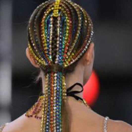 Accessories: rhinestone long tassel headpiece, exaggerated personality headband, Instagram style hair accessory, hair hook