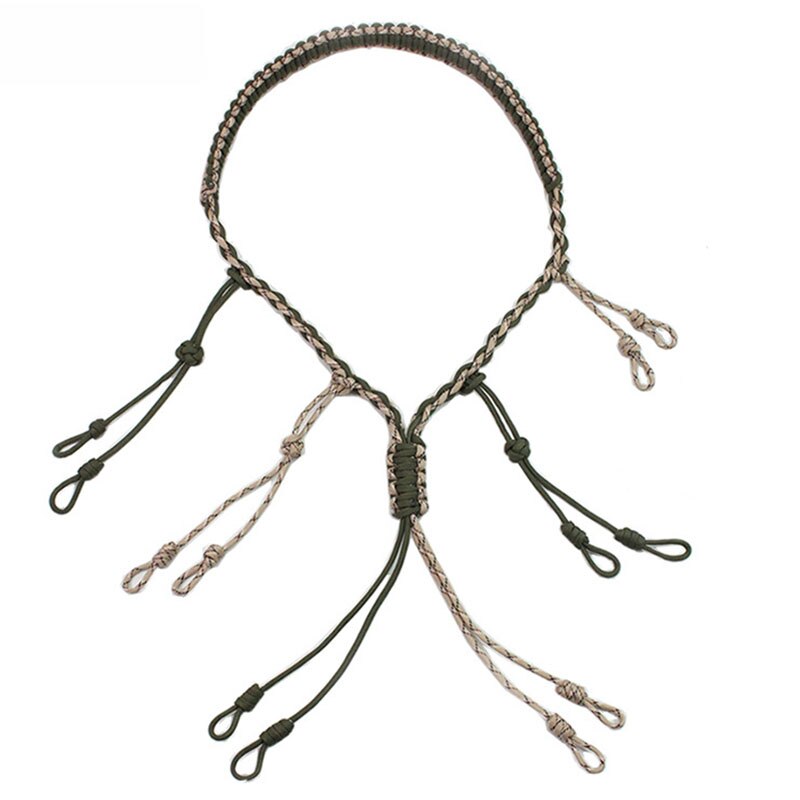 Hunting Decoy Rope Hunting Duck Call Lanyard Cord Hunter Game Whistle Lanyard Hunting Decoy Rope with 12 Adjustable Loops Rings