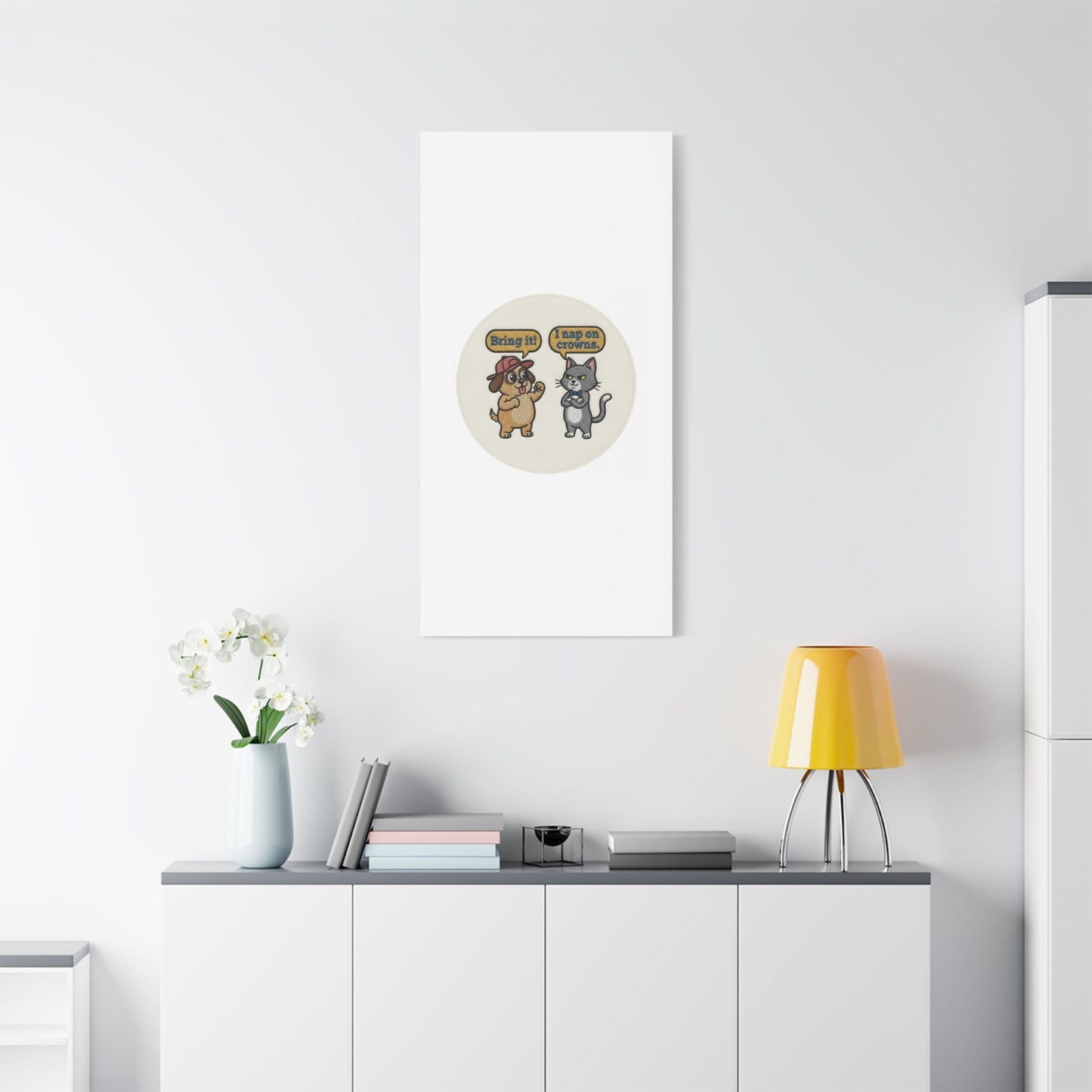 Funny Cat vs Dog Canvas | Pet Rivalry Wall Art