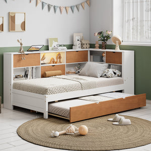 White+Walnut + Wood + Modern + Twin