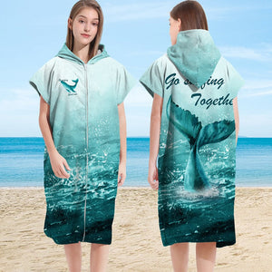 Adult Zipper Style - Towel Fabric Whale Tail