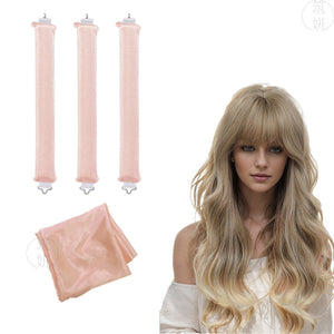 70cm silk scarf + 3 pieces set - apricot pink