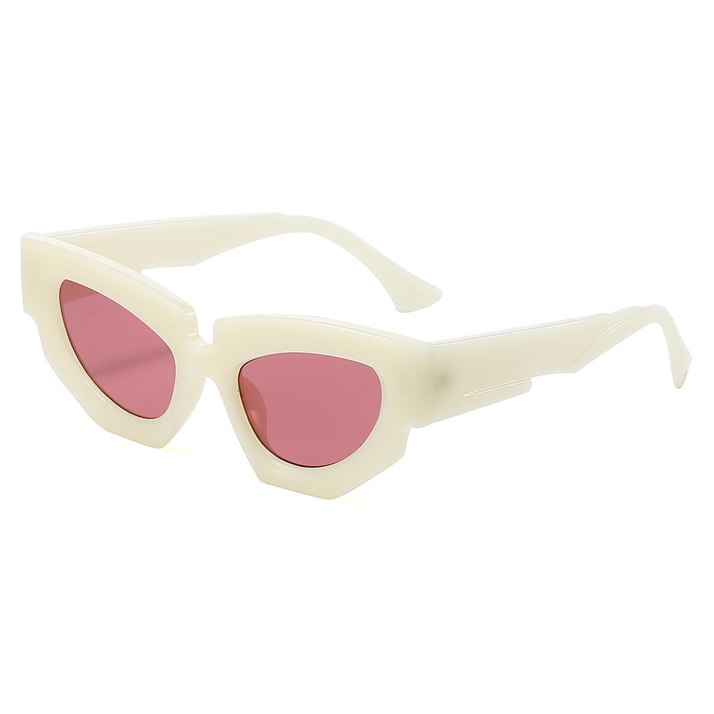 New Personalized Fashion Cat Eye Sunglasses Instagram Trendy Irregular Water Chestnut Hip Simple Leisure Street Photography Sunglasses