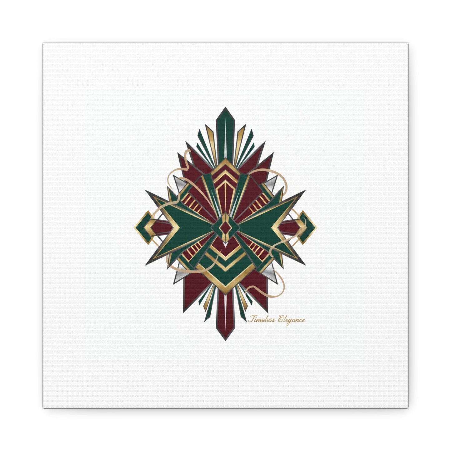 Art Deco geometric brass print Canvas | Neo-Deco chrome & gold fan motif
