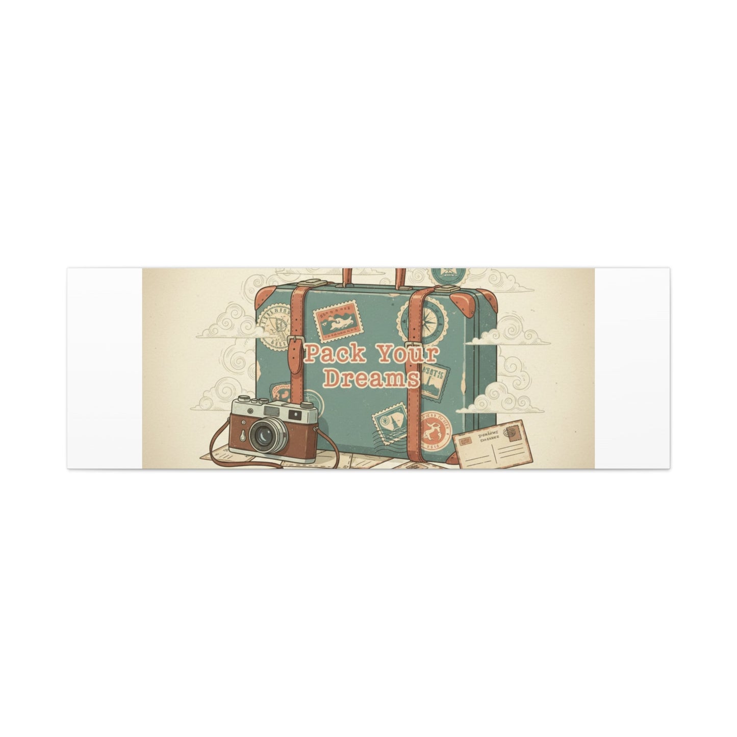 Pack Your Dreams Canvas | Retro Travel Postcard, Wanderlust Passport Stamp Art