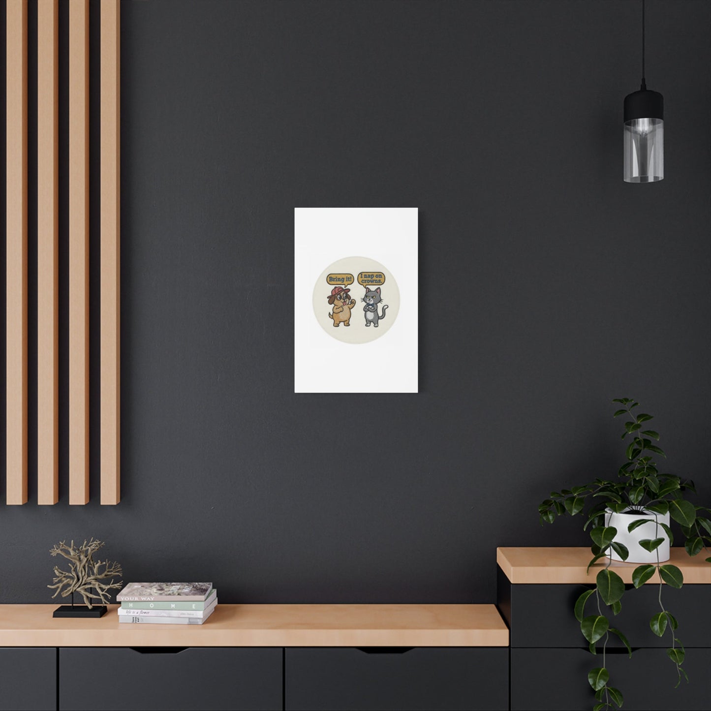 Funny Cat vs Dog Canvas | Pet Rivalry Wall Art