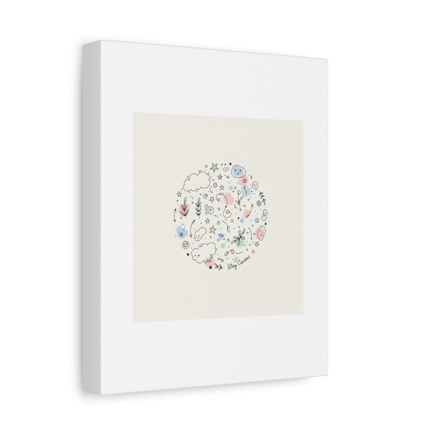 Doodle Circle Line Drawing Matte Canvas, Hand-Drawn Sketch Art