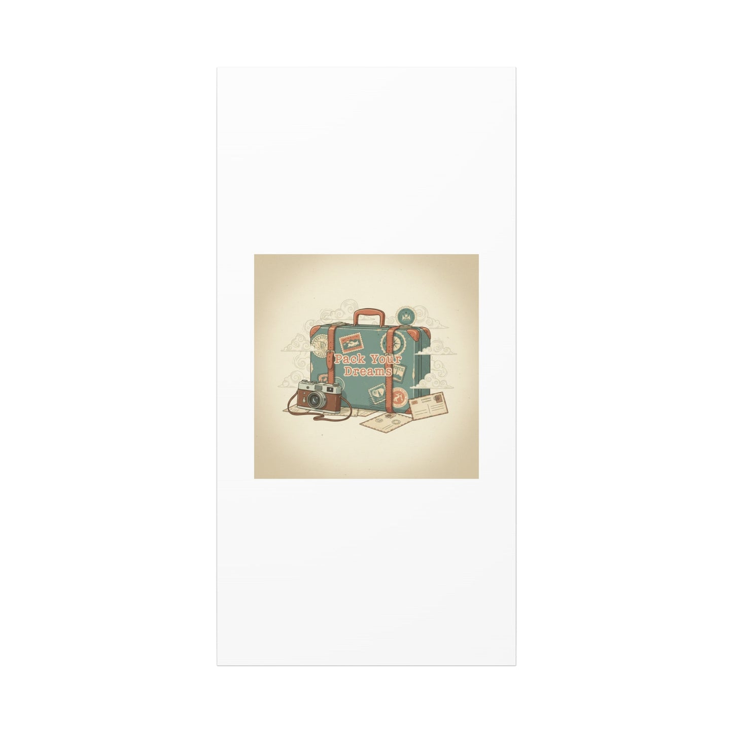 Pack Your Dreams Canvas | Retro Travel Postcard, Wanderlust Passport Stamp Art