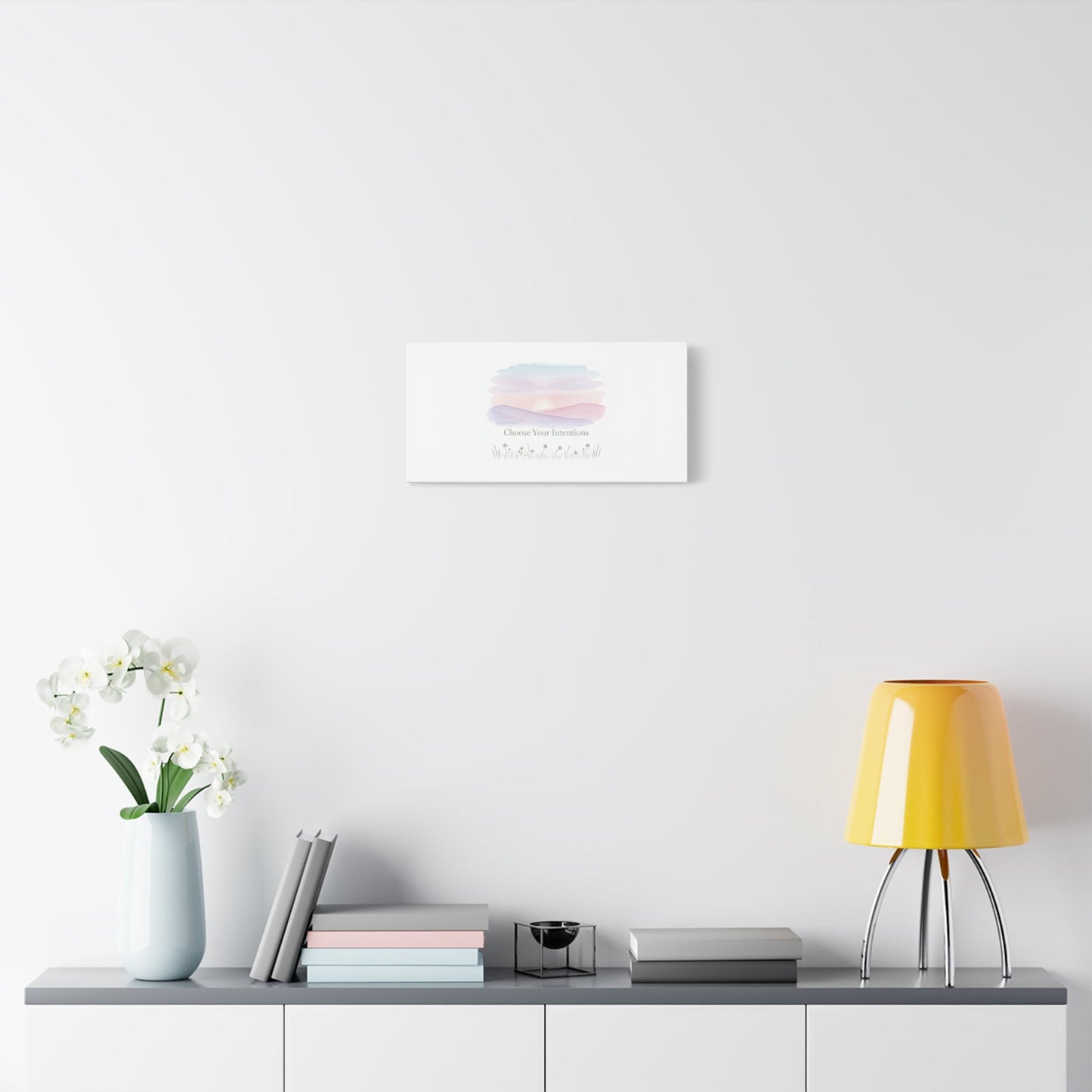 Choose Your Intentions Canvas, soft wellness poster, pastel gradient mindfulness art