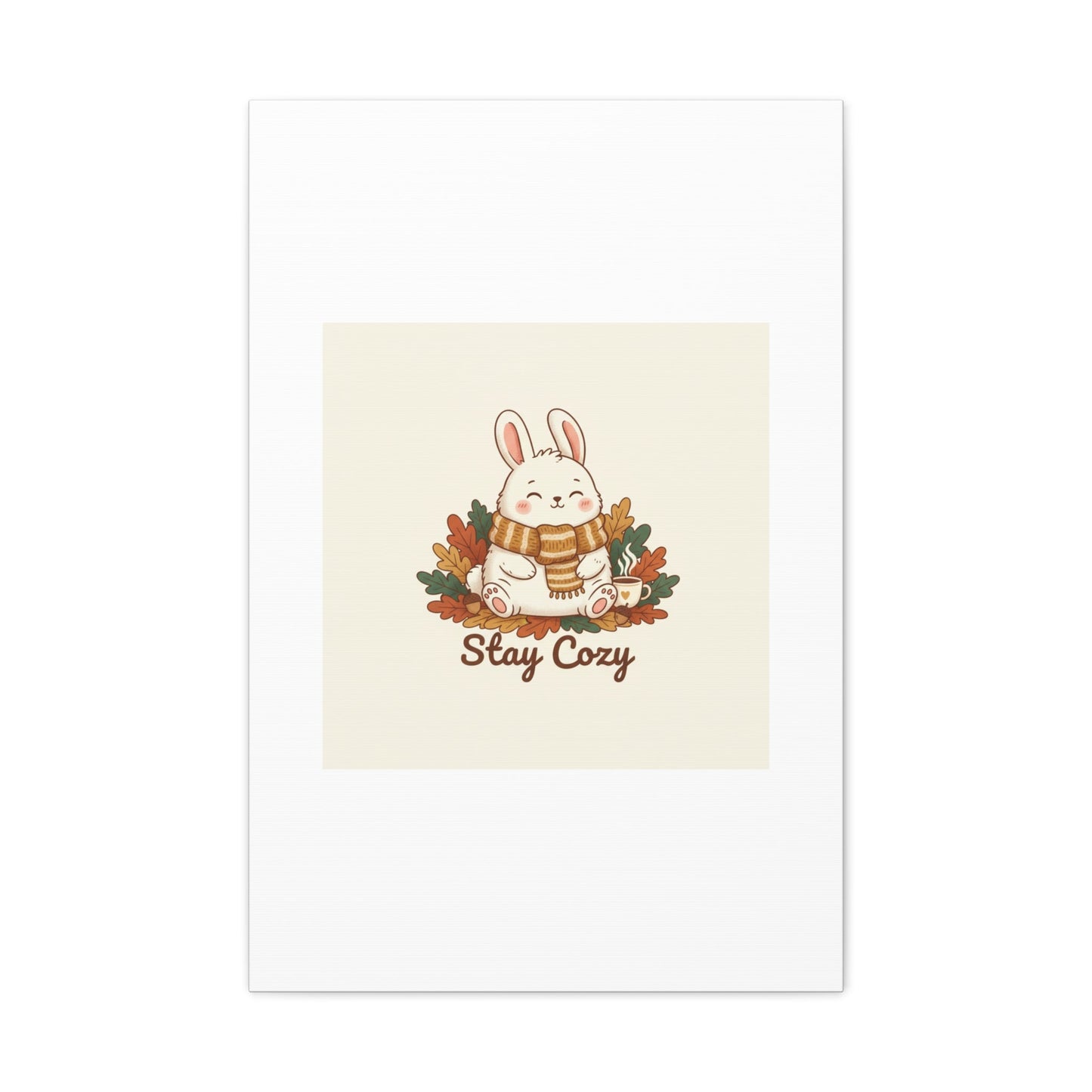 Cozy Bunny Illustration Canvas | Cute Critter Winter Forest Art