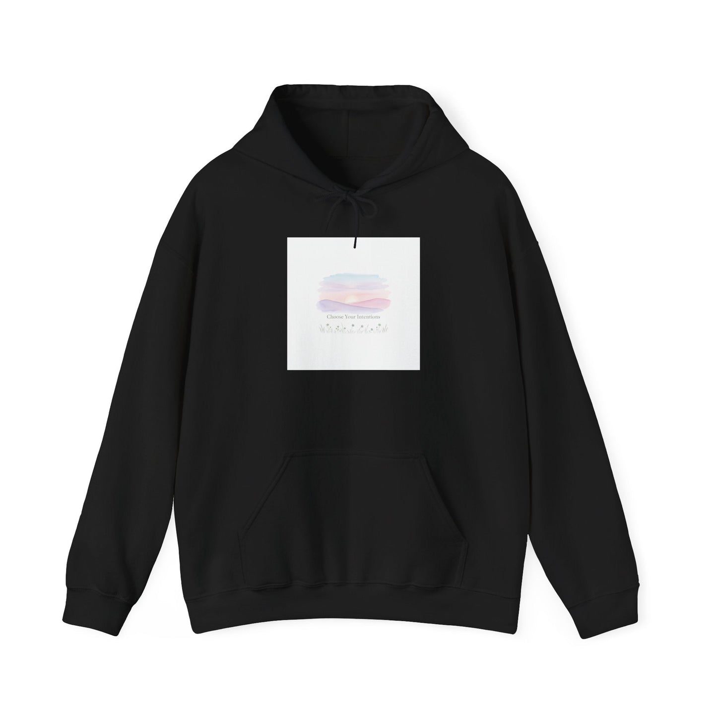 gentle intentions hoodie | soft wellness, mindful resolution art