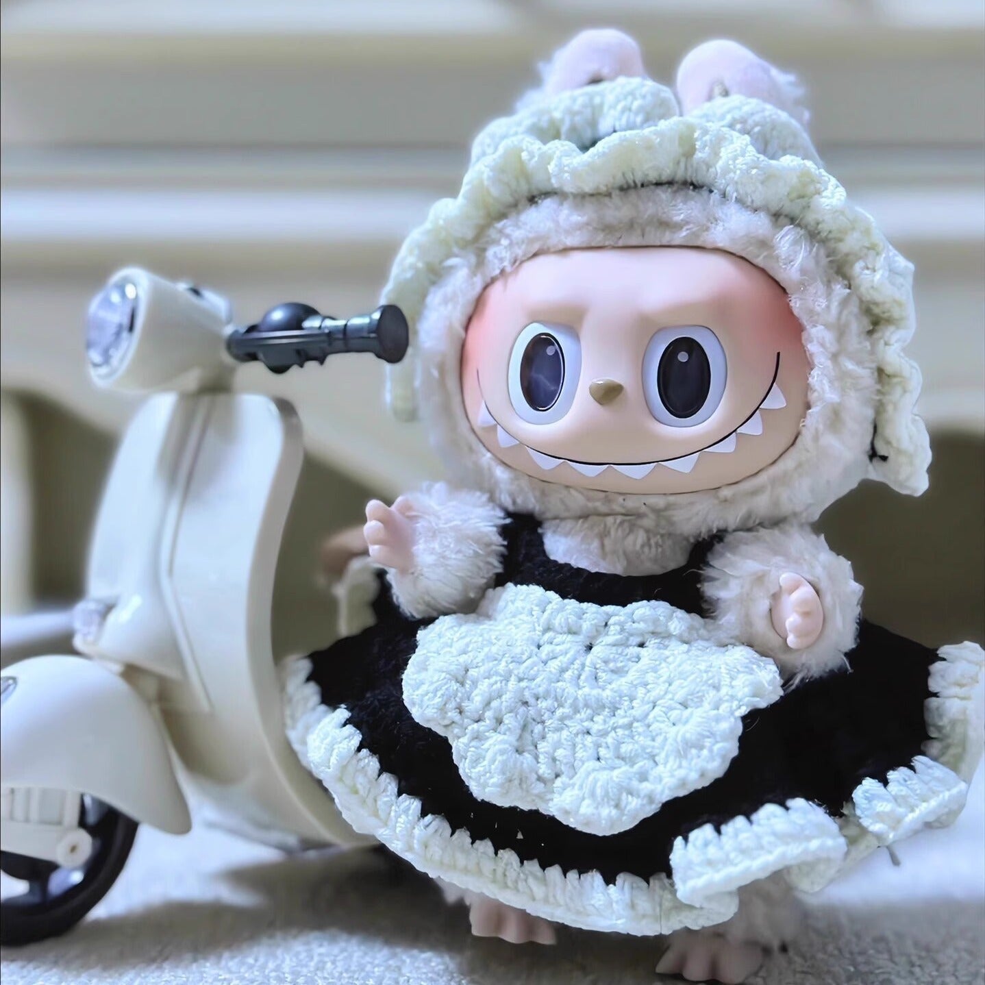 LABUBU Rubble Vinyl Doll Keychain Blind Box Pendant Baby Clothes Accessories Motorcycle Mobile