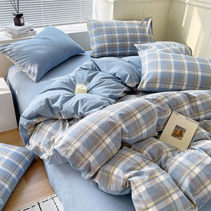 100% Cotton Fabric 【Simple - Blue Grid】