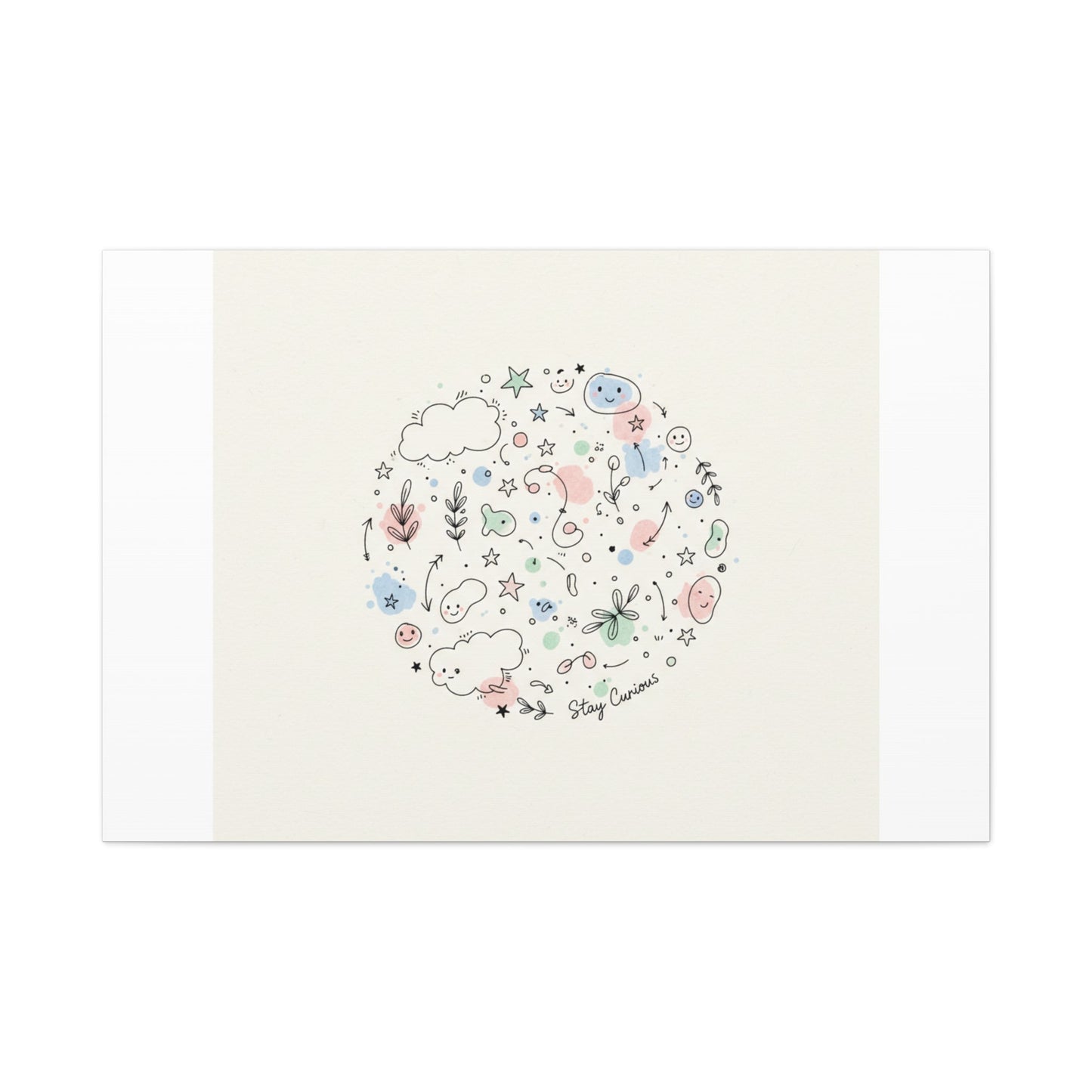 Doodle Circle Line Drawing Matte Canvas, Hand-Drawn Sketch Art