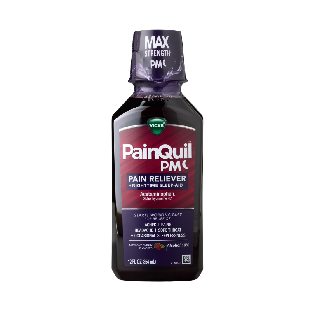 Vicks PainQuil PM Nighttime Pain Reliever & Sleep Aid Liquid (12 fl oz)