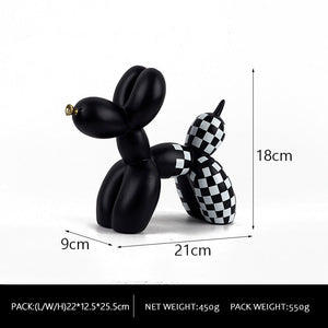 Plaid Balloon Dog-Black Gold Mouth