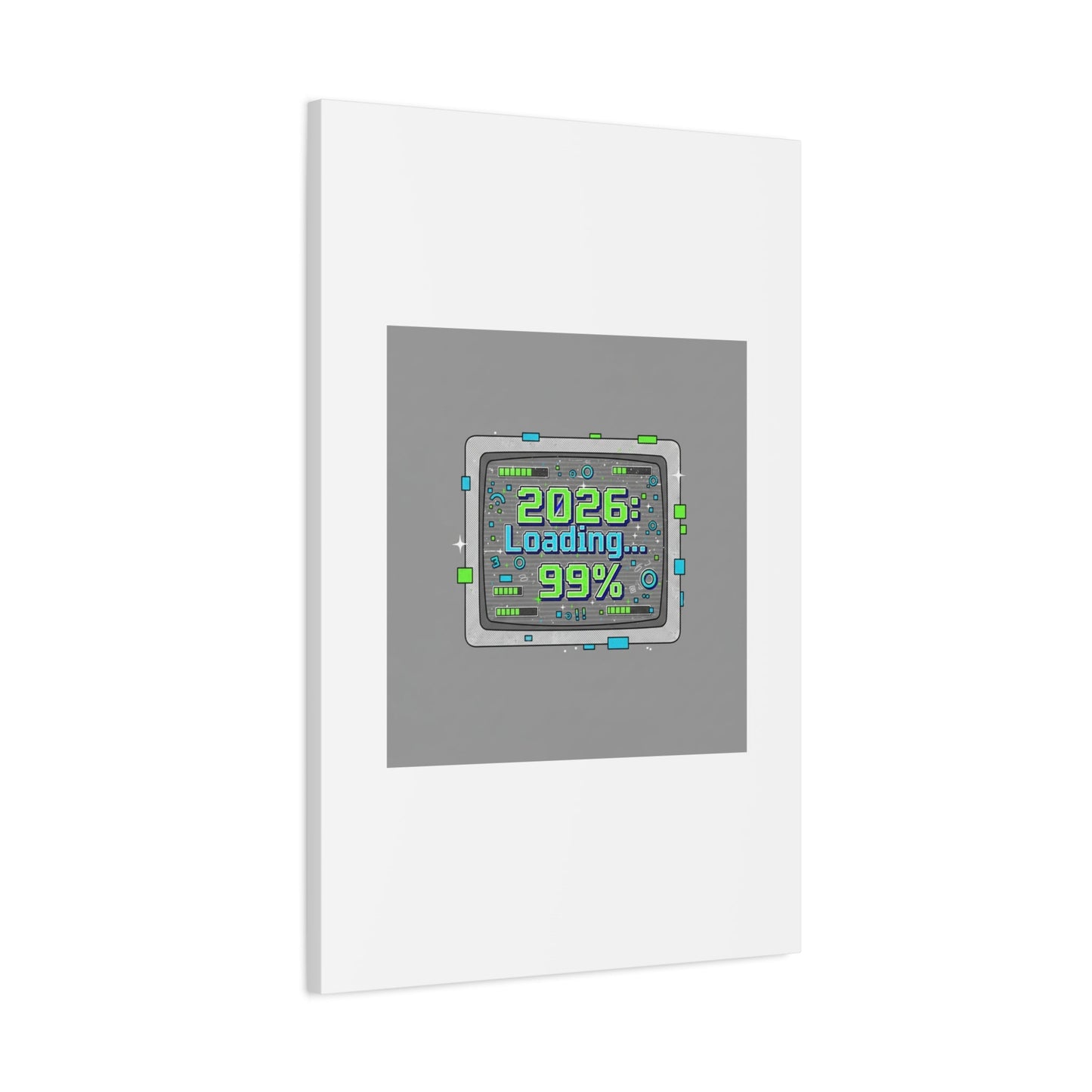 2026 Loading 99% Canvas | NYE countdown, retro system interface